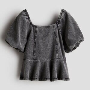 H&M Denim-look Peplum Blouse 4-6